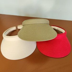 Women's Solid Cotton Clip Visor Hat NWT - All Three Bundle